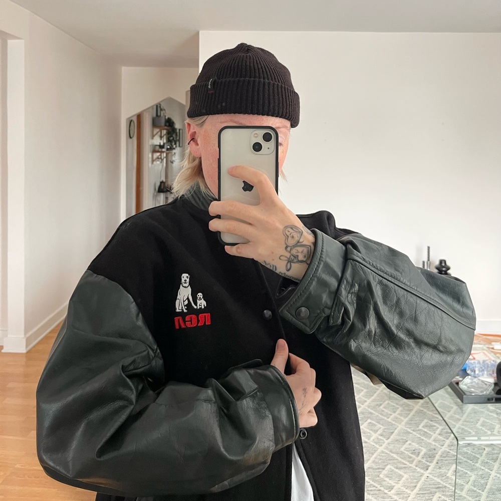 vintage 90’s RCA leather/wool bomber - Picture 3 of 5